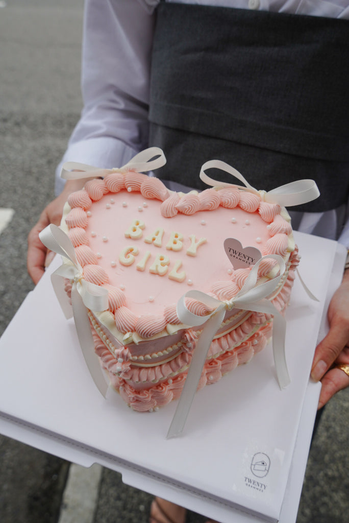 Pink Heart-Shape Coquette Ribbon Cake