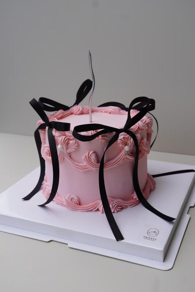 Pink Cake With Ribbon Pink Coquette Ribbon Cake | Twenty Grammes