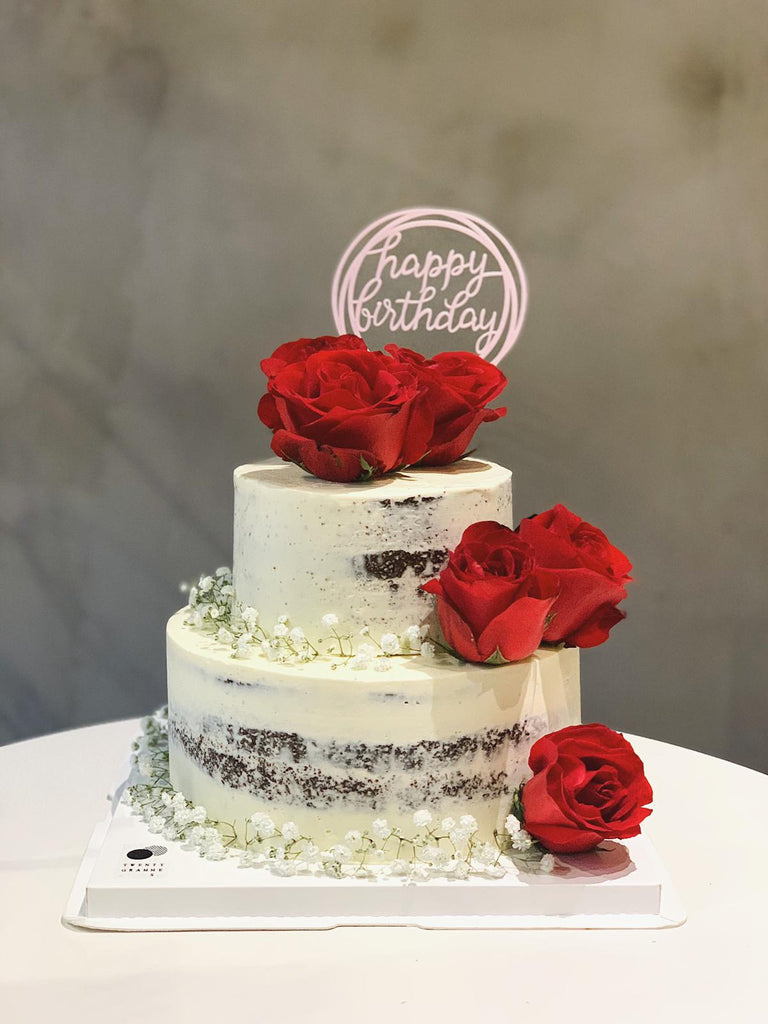 Two Tier Naked Rose Cake